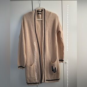 Liu Jo Milano Cream Open-Front Cardigan with Black Trim